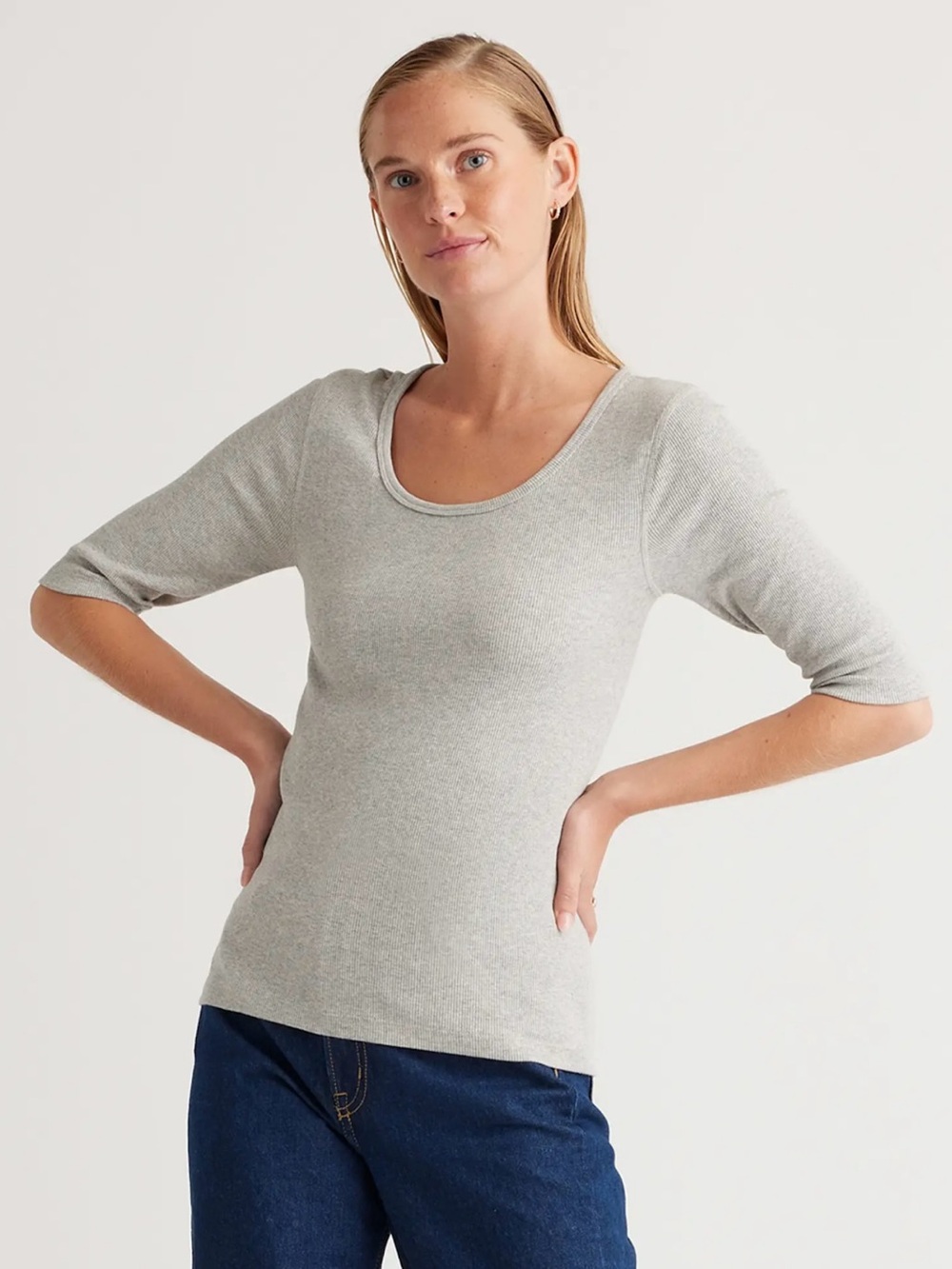Quince Heather Gray Ribbed Top
